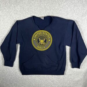 VTG US Navy Sweatshirt Soffe Unisex M Blue Graphic Pullover USA Reflective Logo